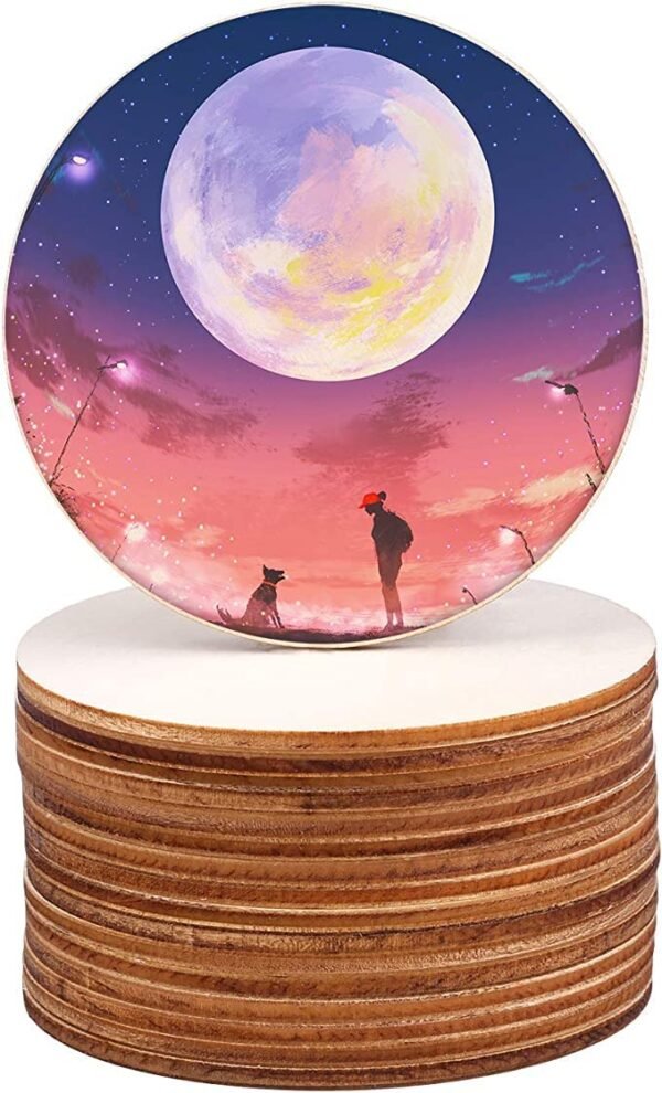 Pine MDF Circle Coaster 3/4/5inches ( Pack Of 100 ) 3mm thickness Wood Slices for Coasters and DIY Home Decor