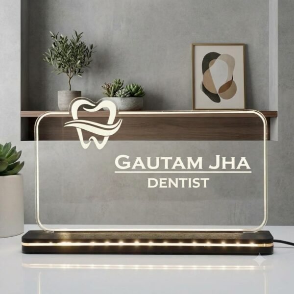 Customised LED Name Lamp | Custom Acrylic Desk Light for Doctors, Lawyers, CA, Architects, Businesses & Offices | Warm White Professional Name Sign Gift